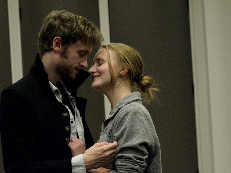 Nathan Zema, left, and Colleen Hammond play two of the show’s main love-lost characters, Trigorin, a well-known writer, and Nina, the aspiring actress.