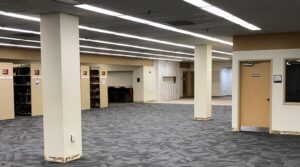New carpeting has been installed on Gumberg’s fifth floor.