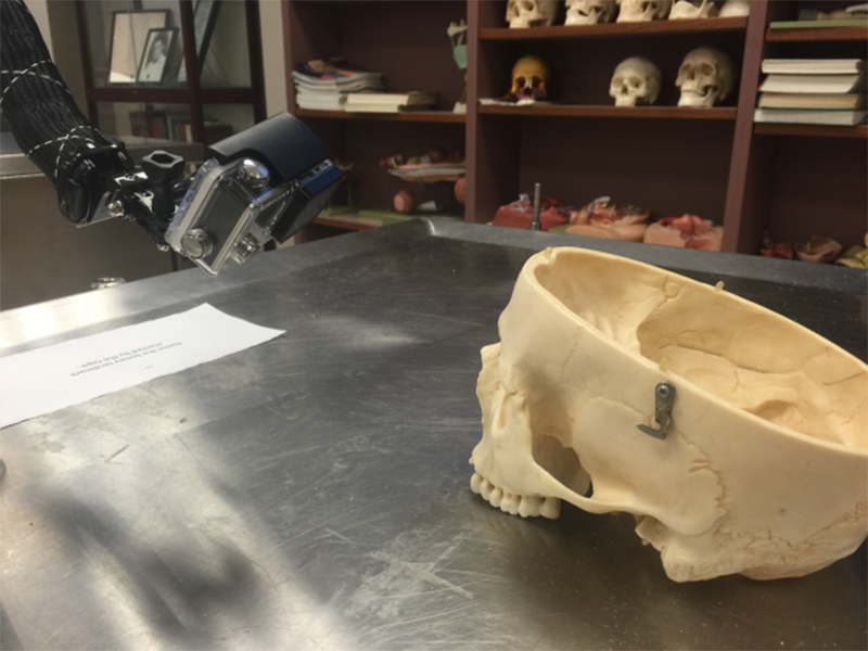 GoPro cameras in the Rangos anatomy lab allow for students to effectively view cadavers.
